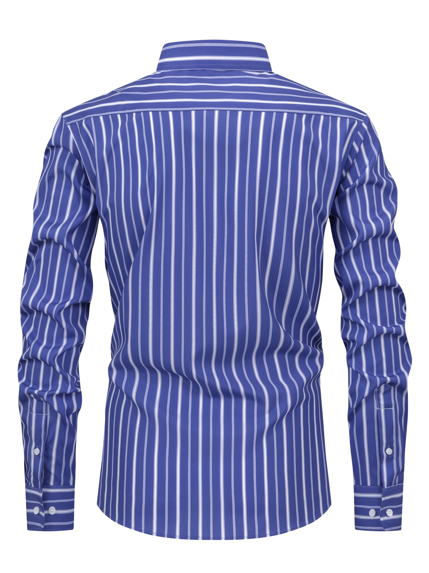 White Smoke Men's New Thin Digital Print Striped Long Sleeve Shirt, Wrinkle-, No Ironing, Versatile Fashion Date Shirt