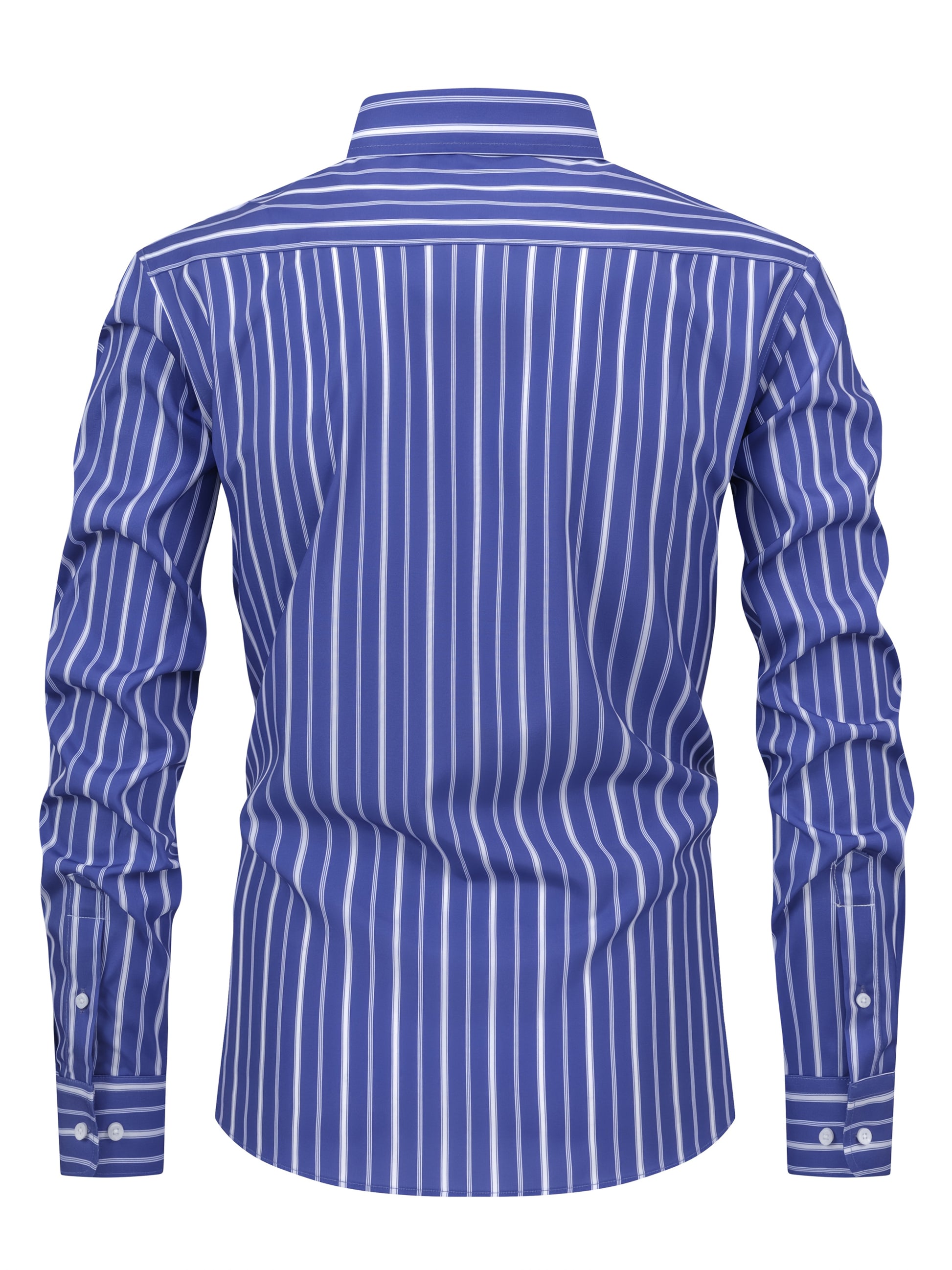 White Smoke Men's New Thin Digital Print Striped Long Sleeve Shirt, Wrinkle-, No Ironing, Versatile Fashion Date Shirt
