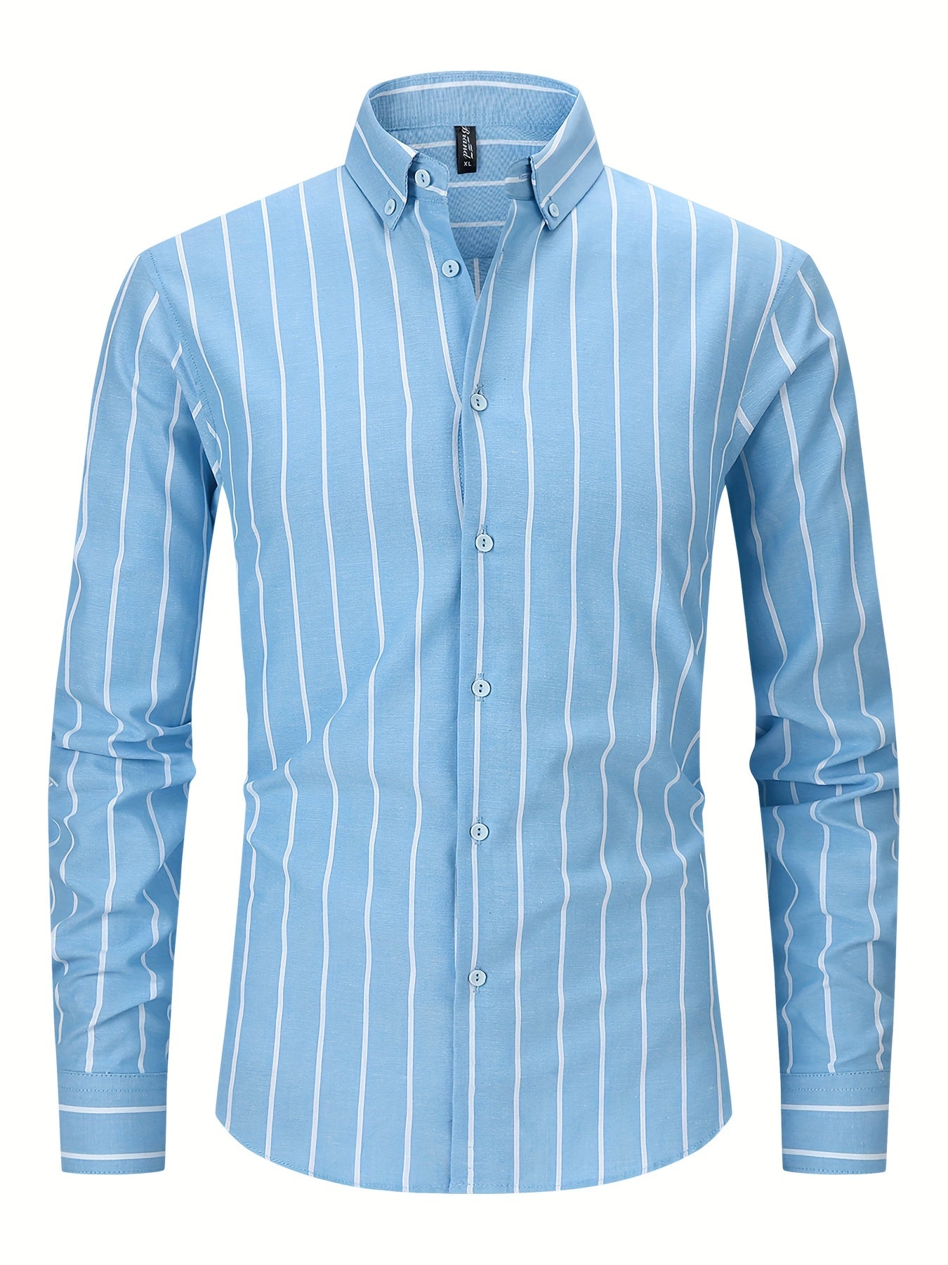 White Smoke Men'S Long-Sleeve Striped Woven Dress Shirt Made of Pure