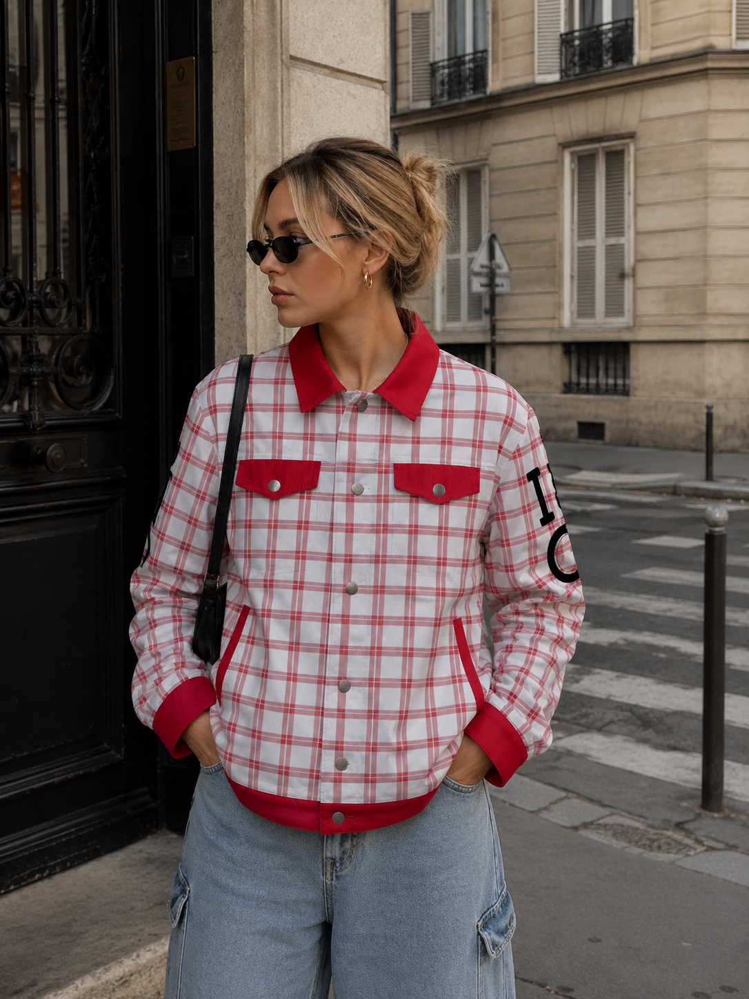 I Love Ohio Plaid Jacket – Trendy Red White Streetwear Game Day Fashion for Women