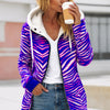 Buffalo Zebra Football Women’s Long Jacket With Fleece Lining – Warm Game Day Streetwear – fan gear, game day outfit, image 1.0