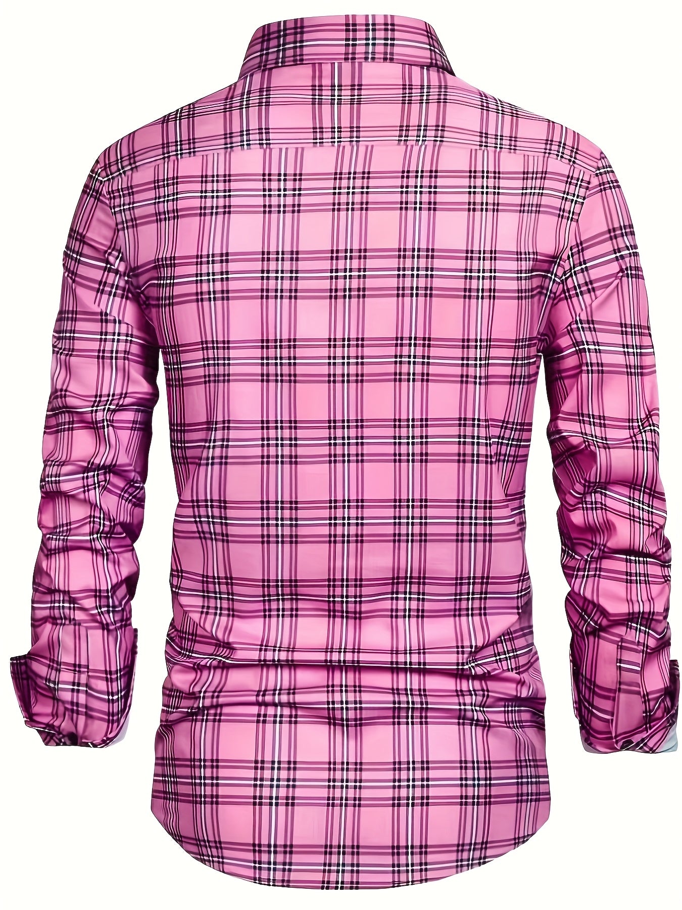 White Smoke Men'S Plaid Long-Sleeve Shirt with 3D Digital Printing, Suitable for Casual Outings, Entertainment, And Gatherings