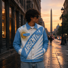 Chaqueta Argentina Celeste y Blanca Vintage Streetwear – Jacket Estilo Futbol Retro para Hombre y Mujer