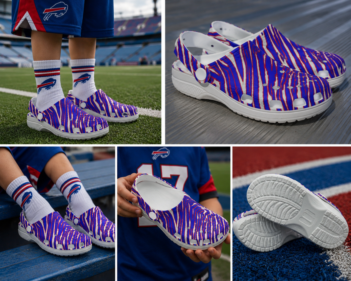 Buffalo Bills Zubaz Children's Hole Shoes – Red Blue White Zebra Game Day Style streetwear fashion product image 12