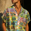 Romania money print Stand Collar Shirt|110GSM Imitation Flax Camasa imprimeu bani romanesti