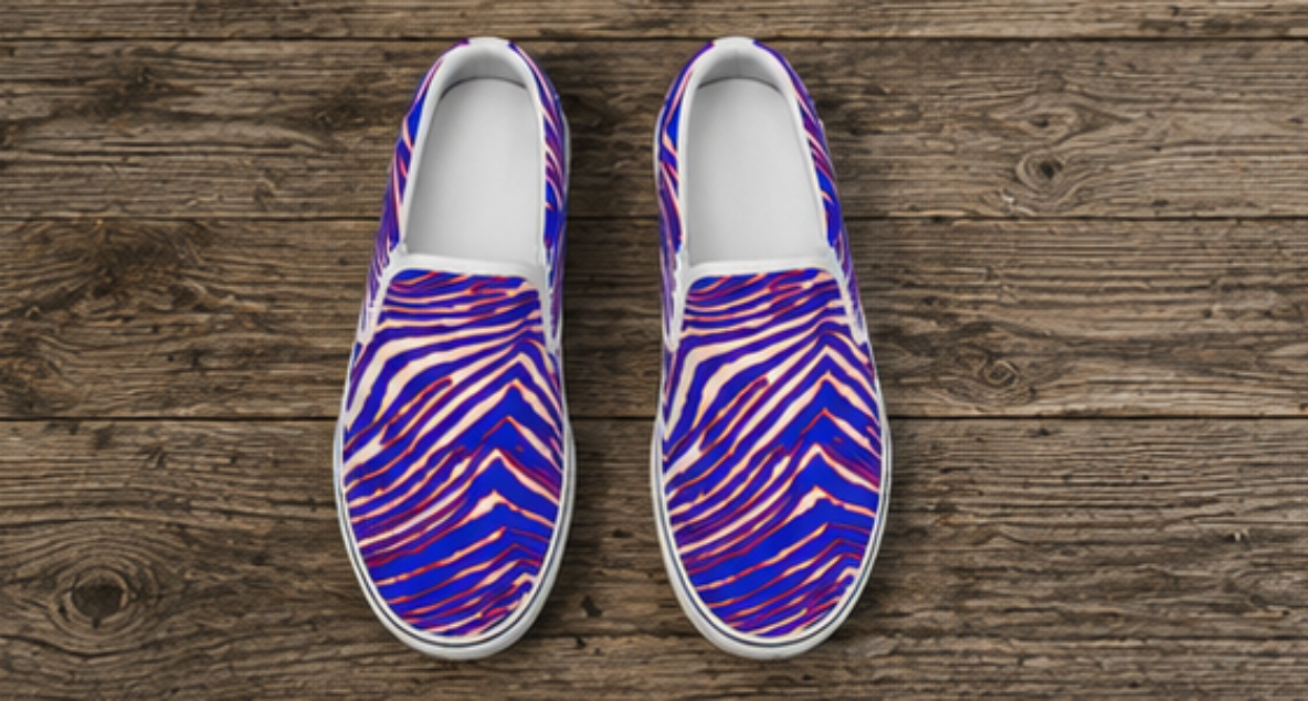 Buffalo Bills Zubaz Kid's Slip On Sneakers – Red Blue White Zebra Game Day Style streetwear fashion product image 5