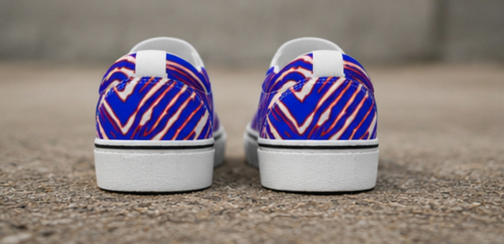 Buffalo Bills Zubaz Kid's Slip On Sneakers – Red Blue White Zebra Game Day Style streetwear fashion product image 6