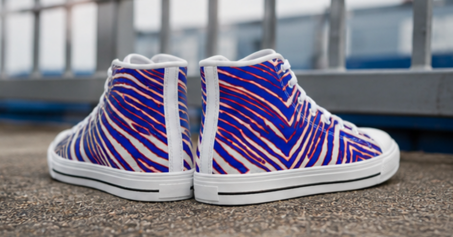 Buffalo Bills Zubaz Kid's Canvas Shoes – Red Blue White Zebra Game Day Style