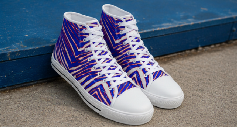 Buffalo Bills Zubaz Kid's Canvas Shoes – Red Blue White Zebra Game Day Style