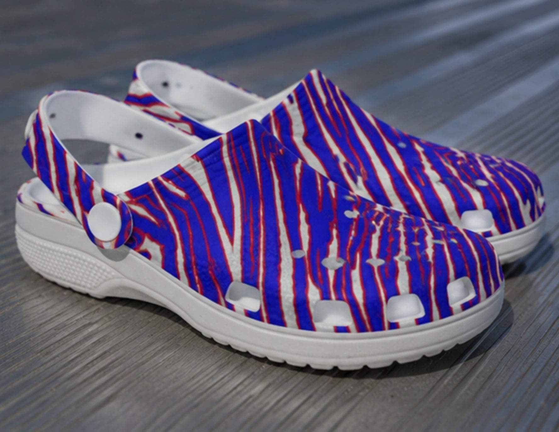 Buffalo Bills Zubaz Children's Hole Shoes – Red Blue White Zebra Game Day Style streetwear fashion product image 4