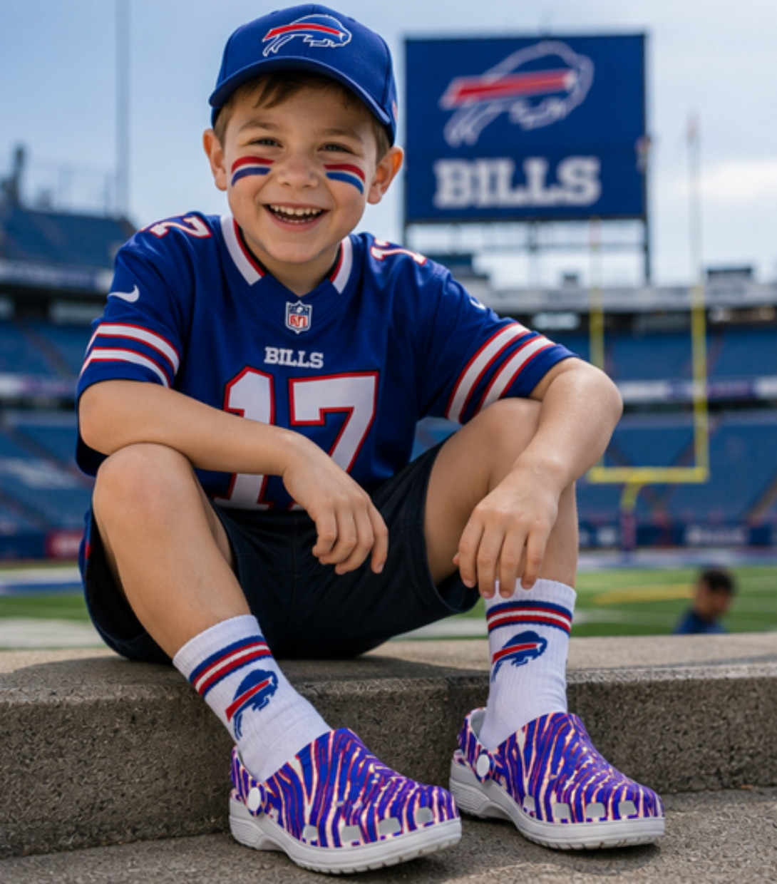 Buffalo Bills Zubaz Children's Hole Shoes – Red Blue White Zebra Game Day Style