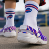 Buffalo Bills Zubaz Children's Hole Shoes – Red Blue White Zebra Game Day Style