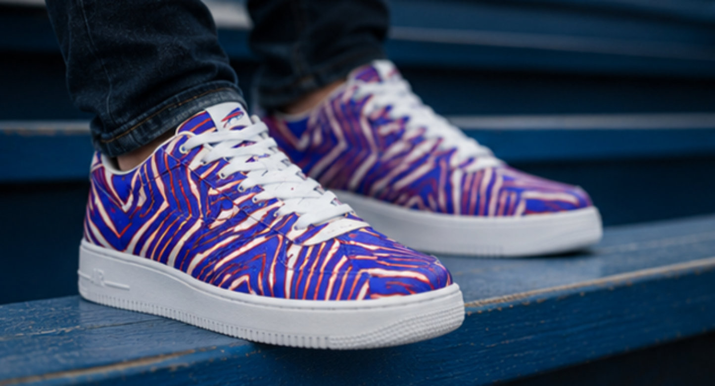 Buffalo Bills Zubaz Men's Air Force Shoes – Red Blue White Zebra Game Day Style