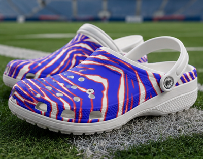 Buffalo Bills Zubaz Men's Classic Clogs – Red Blue White Zebra Game Day Style