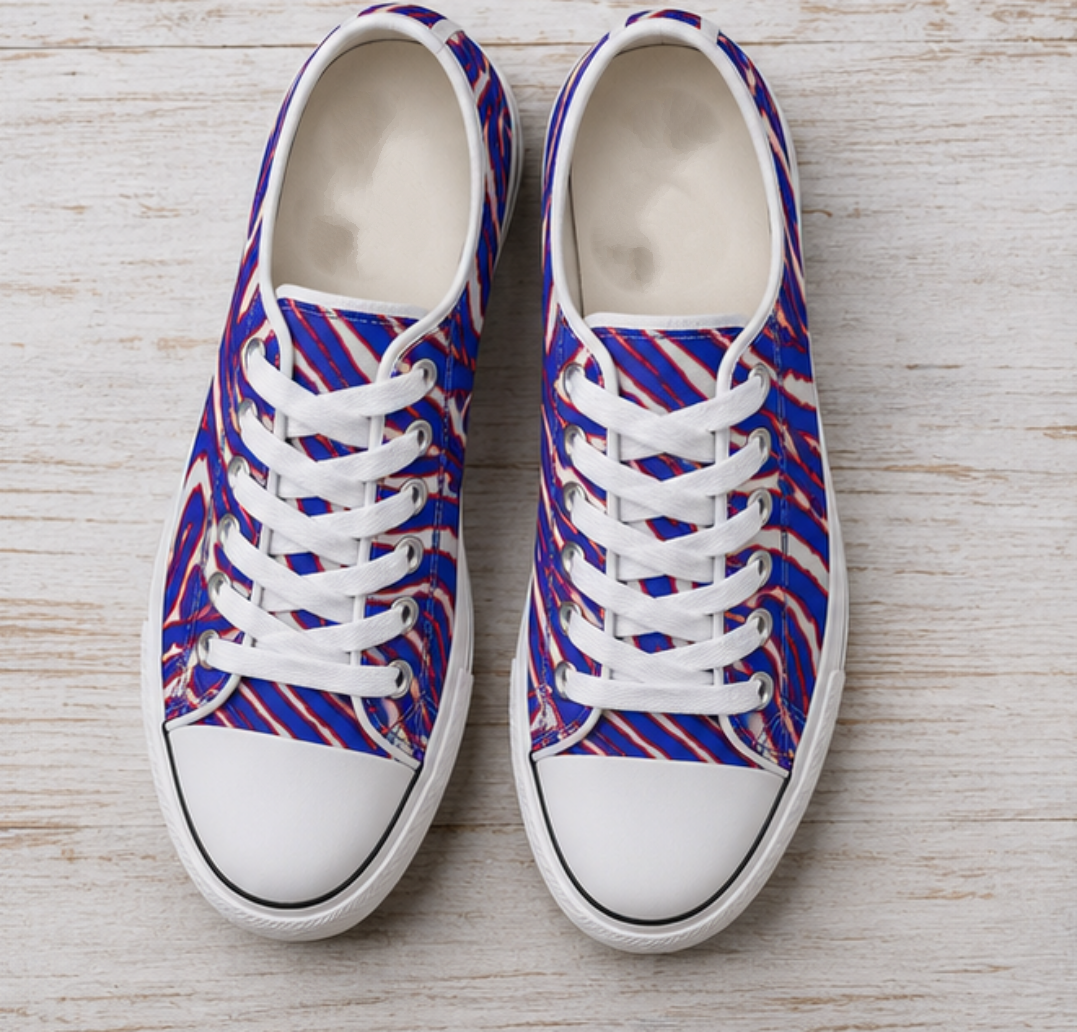 Buffalo Bills Zubaz Women's White Sole Canvas Shoes – Red Blue White Zebra Game Day Style streetwear fashion product image 5