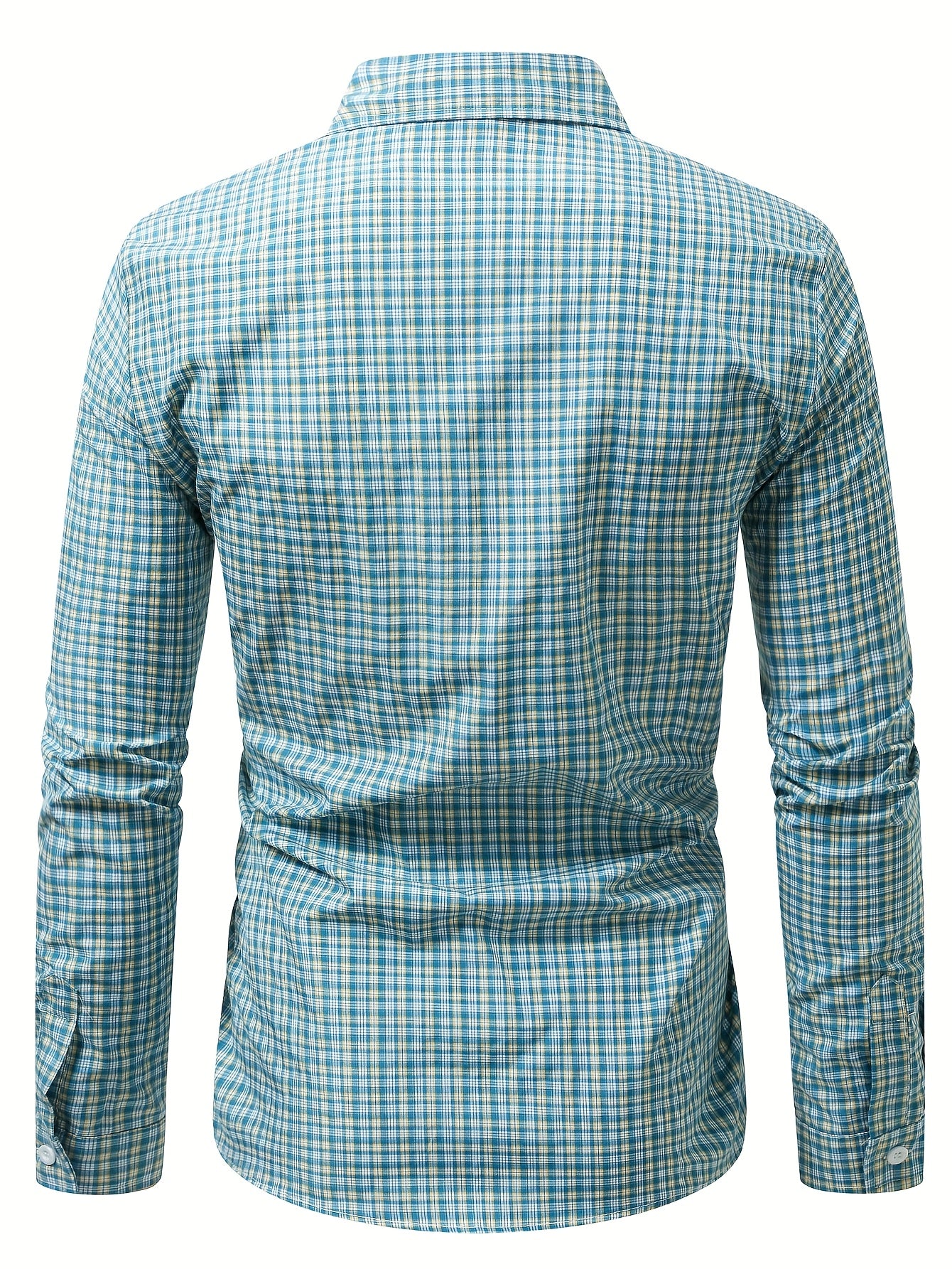 Plaid Casual Turn- Collar Shirt