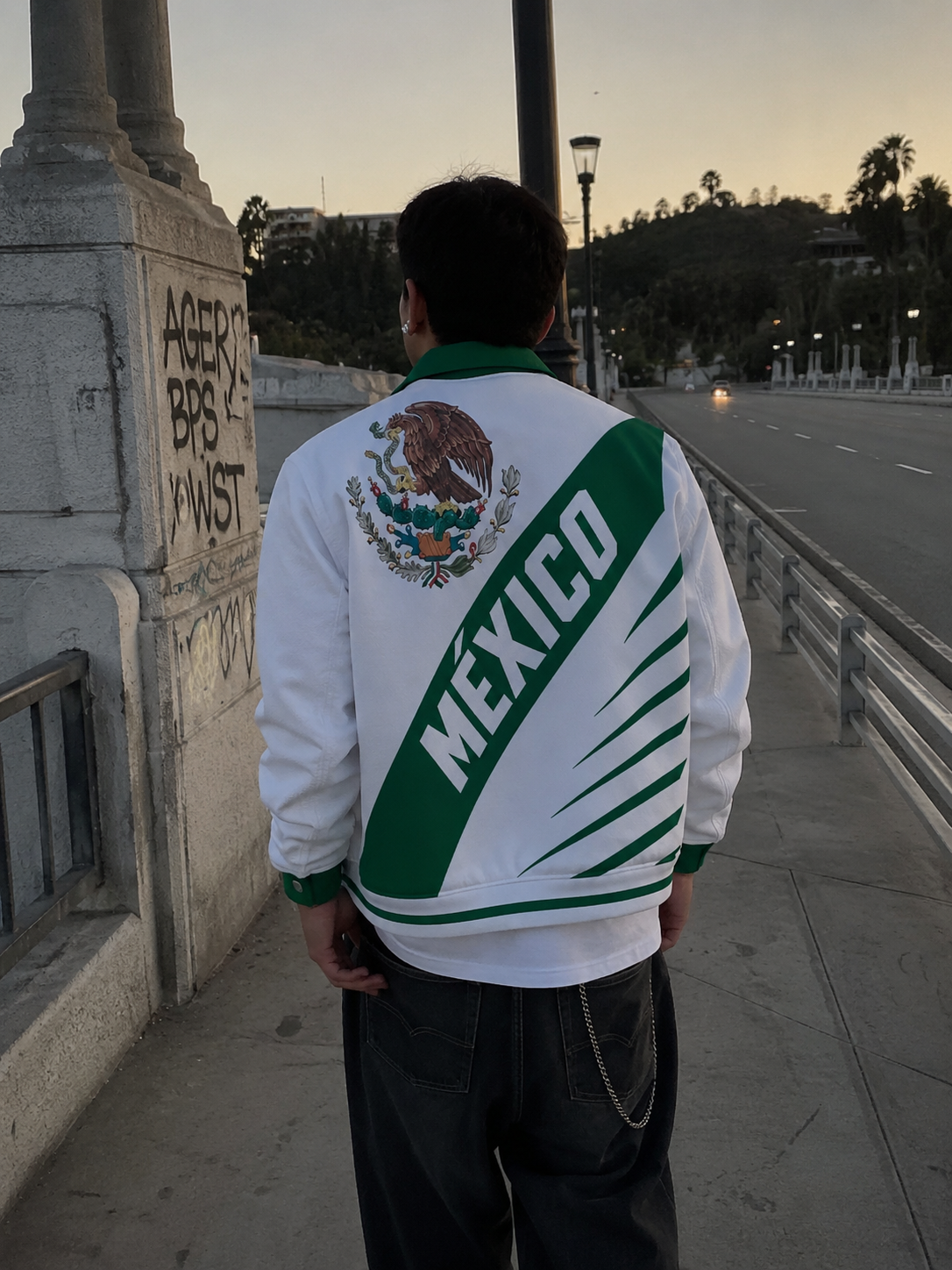 Chaqueta México Verde y Blanca Estilo Streetwear Retro