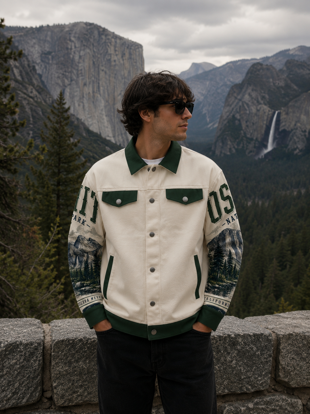 Yosemite National Park Mountain Landscape Jacket – Vintage Outdoor Adventure Streetwear Coat for Men &amp; Women