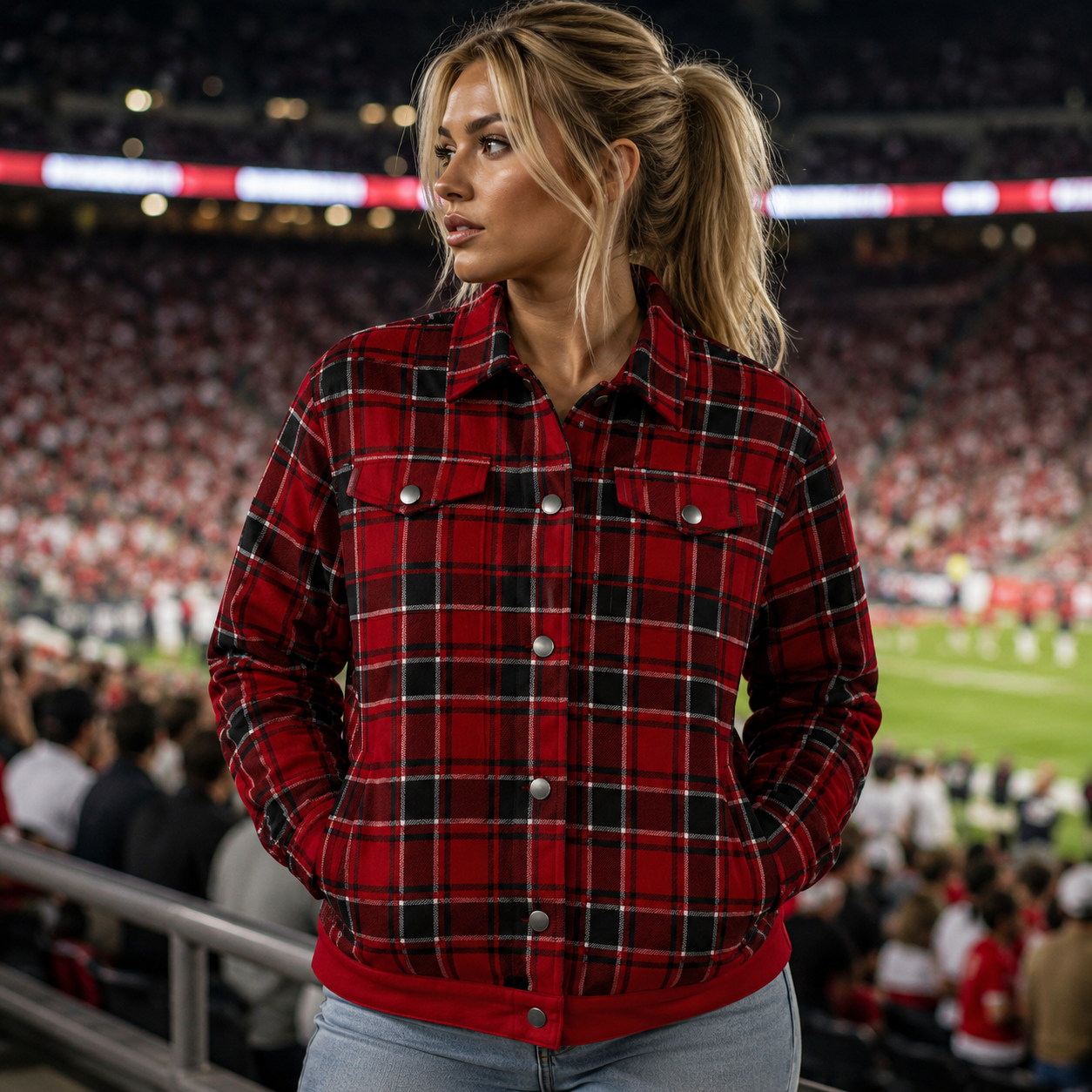 Ohio State - Buckeyes Plaid Jacket – Red Black Game Day Streetwear for Football Fans