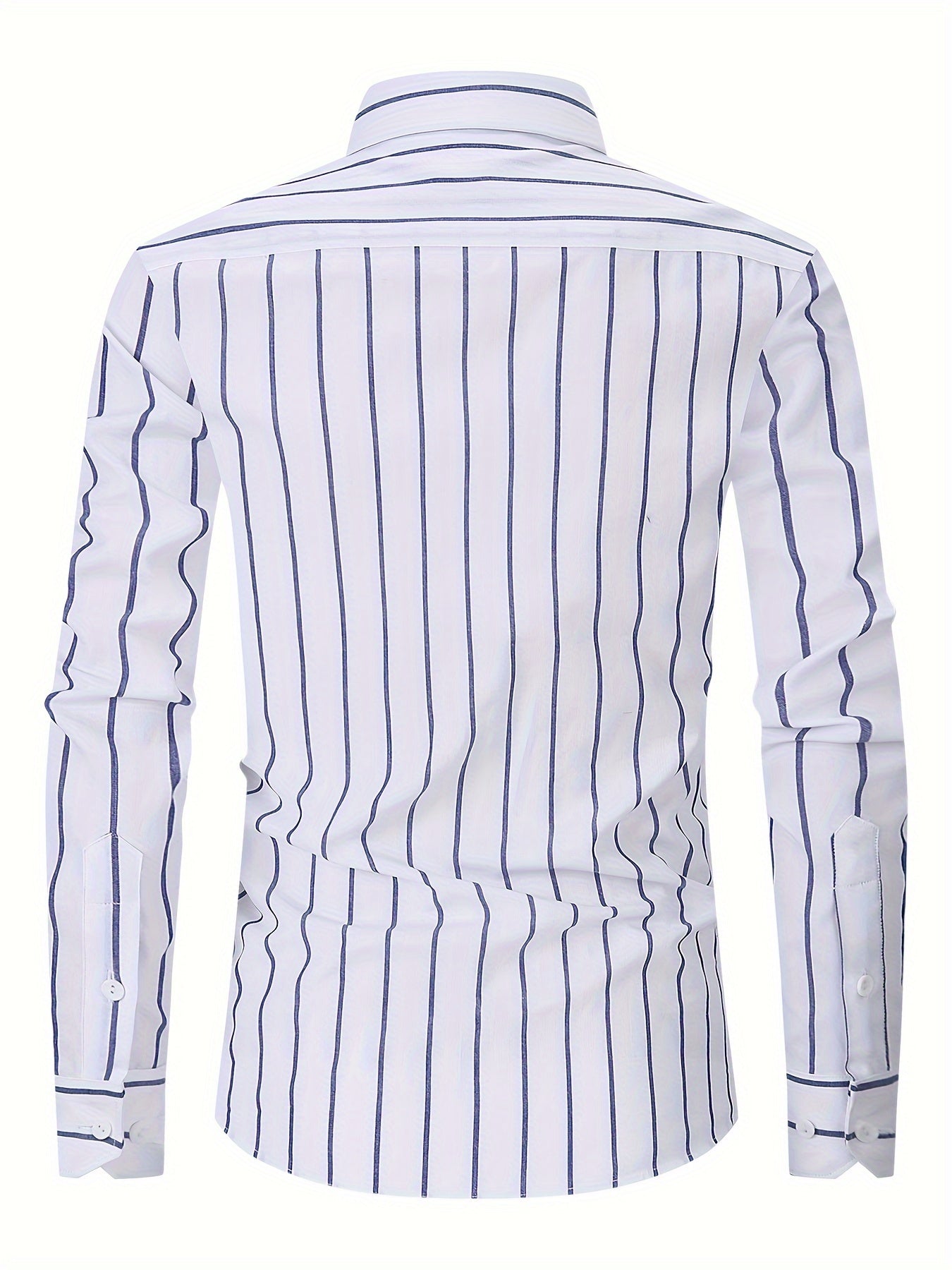 White Smoke Men'S Long-Sleeve Striped Woven Dress Shirt Made of Pure