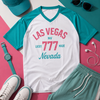 Las Vegas 777 Graphic T-Shirt – White and Teal Nevada Style Tee