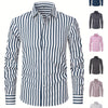 White Smoke A Men'S Casual Light Business Striped Long-Sleeve Shirt - Tailored Fit with Wrinkle-Resistant Fabric, Suitable for All Seasons - Perfect for Business Commuting, Casual Gatherings, And Dates - Can Be Given As a Gift
