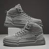 Dark Slate Gray Men'S High-Top Fashion Sneakers, Casual Sports Street Style, Solid Color with Graphic Detail, All-Season Lace-Up Running Shoes, PU & Fabric Upper, EVA Sole, Round Toe, for Daily Wear