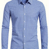 Medium Purple Men's Plaid Button- Shirt, Regular Fit, Long Sleeve, Casual Business Shirt
