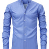 White Smoke Men's Fashion Casual Digital Stripe Long-Sleeve Shirt, Stretch Wrinkle-Resistant Premium Versatile Lightweight Date Shirt