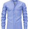White Smoke Men's New Thin Digital Print Striped Long Sleeve Shirt, Wrinkle-, No Ironing, Versatile Fashion Date Shirt