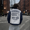 New York Baseball Varsity Jacket Men Women Retro Streetwear Jacket Blue and White College Style Outerwear