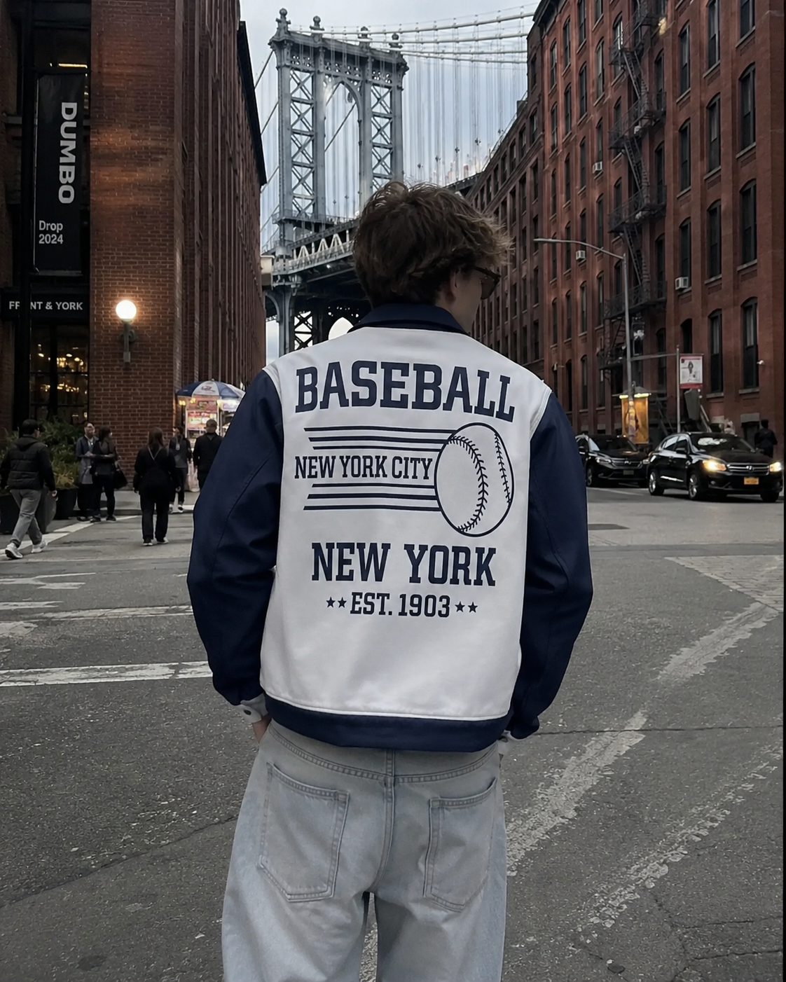 New York Baseball Varsity Jacket Men Women Retro Streetwear Jacket Blue and White College Style Outerwear streetwear fashion product image 5
