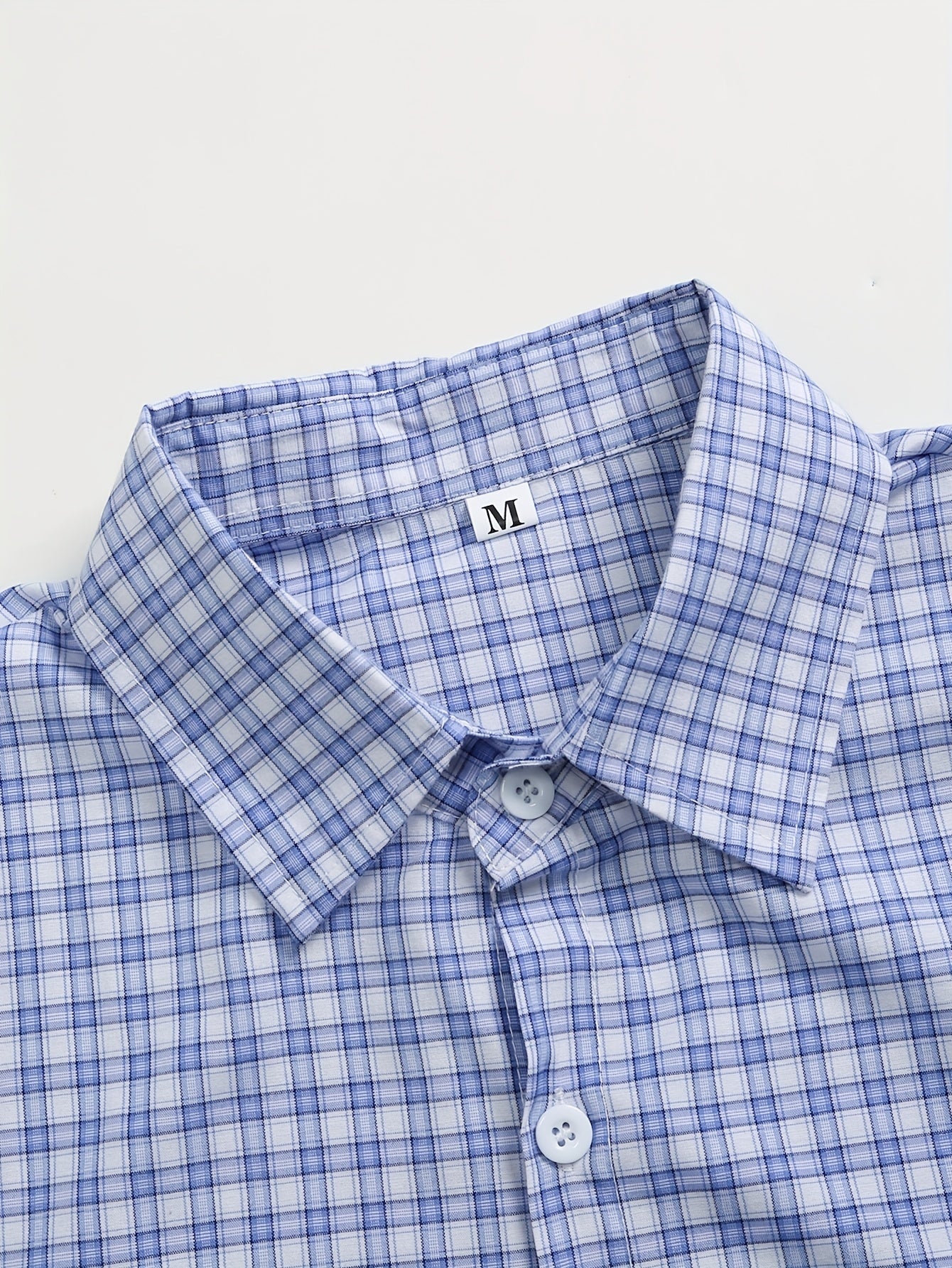 Plaid Casual Turn- Collar Shirt