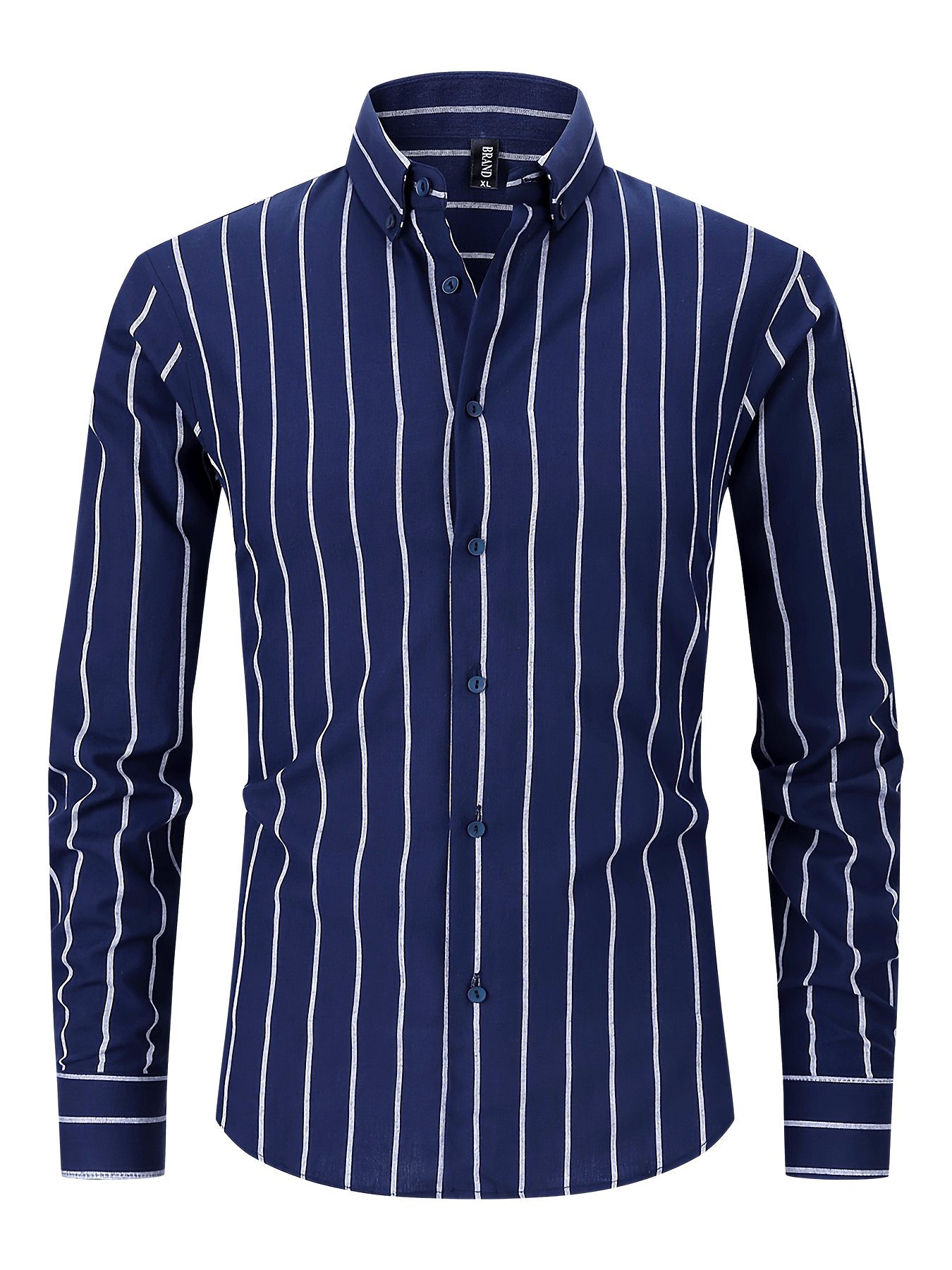 White Smoke Men'S Long-Sleeve Striped Woven Dress Shirt Made of Pure
