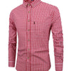 Pale Violet Red Kingstiger Men's casual slim cotton plaid shirt, Casual Breathable Lapel Button Up Long Sleeve Shirt Top for City Walk Street Hanging Outdoor Activities