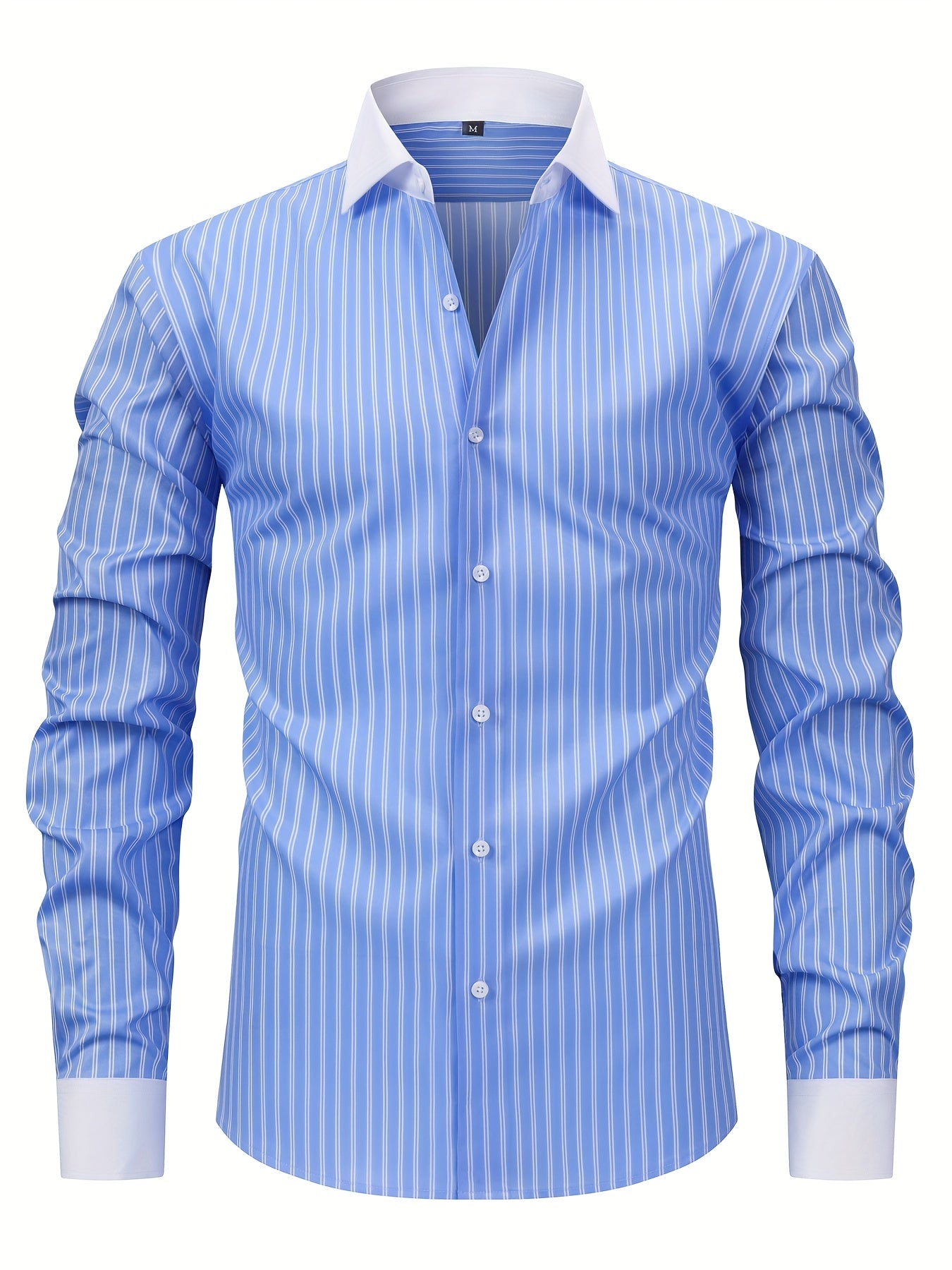 Men'S Osha Collar Color-Blocked Long-Sleeve Shirt, New 2025 Digital Print Striped Business Casual Fashion, Finely Tailored Regular Fit, Breathable And Comfortable Fabric, Trendy And Unique, Perfect As a Holiday Gift for Men'S