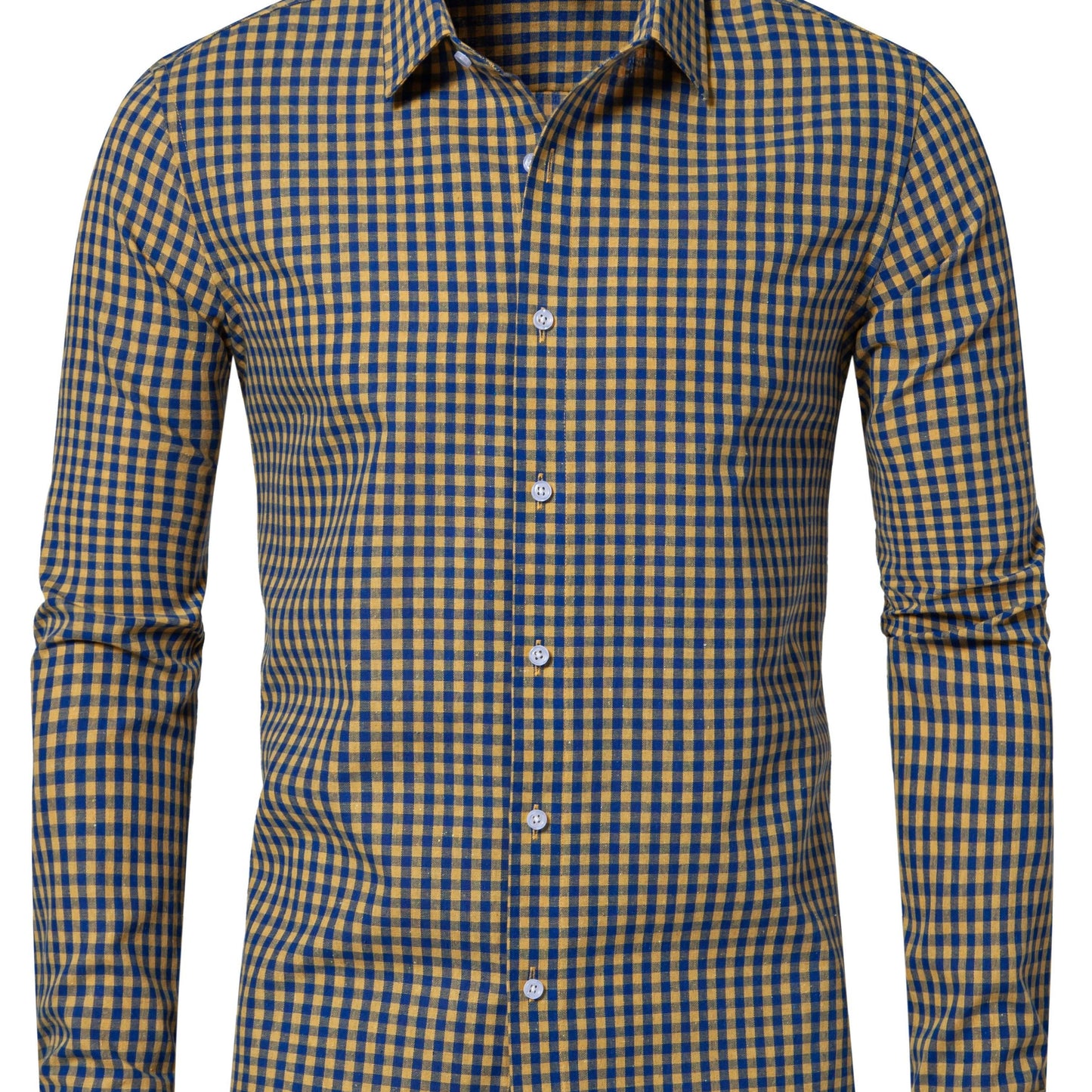 Men's Plaid Button- Shirt, Regular Fit, Long Sleeve, Casual Business Shirt