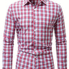 White Smoke Plaid Casual Turn- Collar Shirt