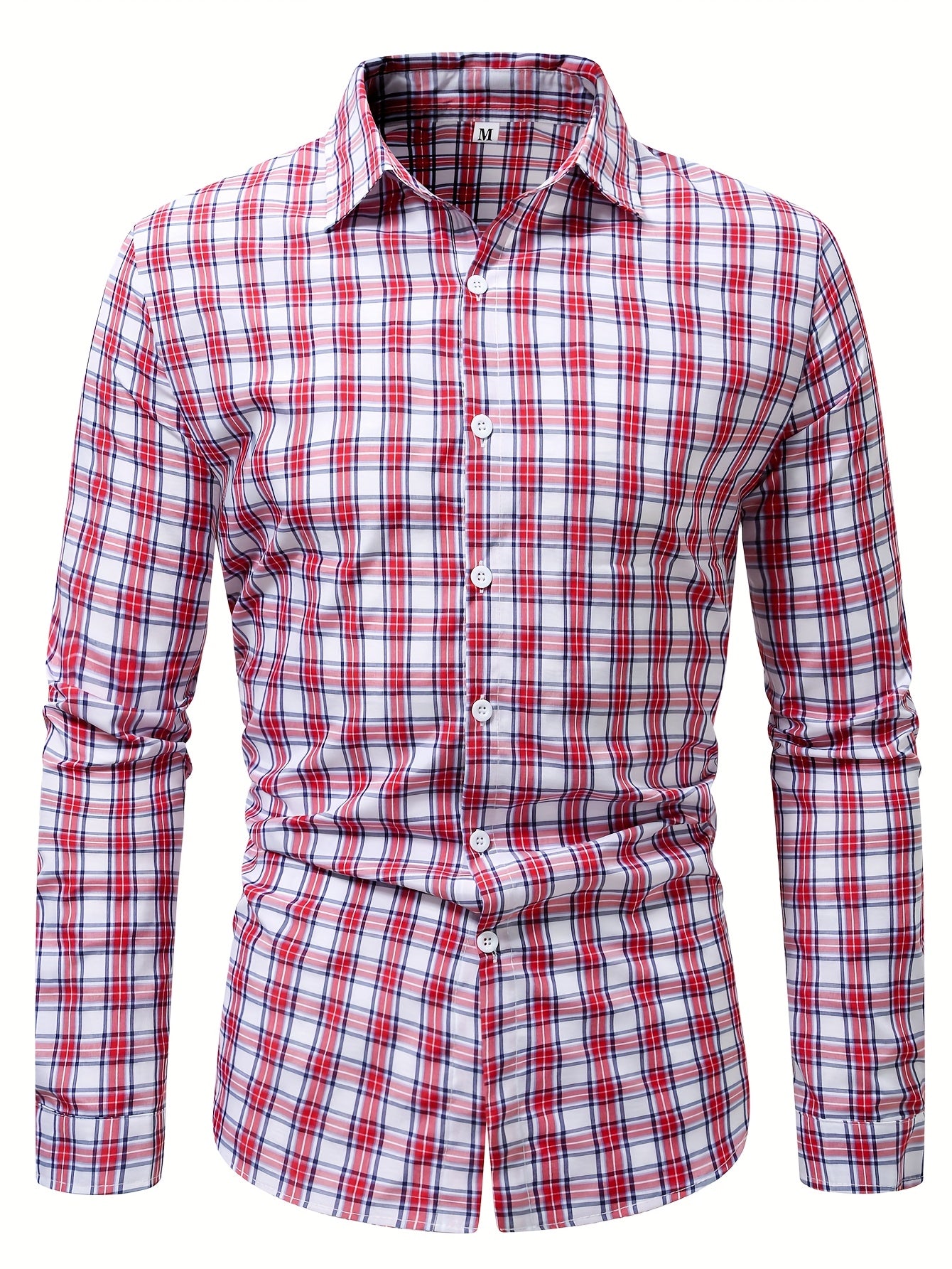 Plaid Casual Turn- Collar Shirt