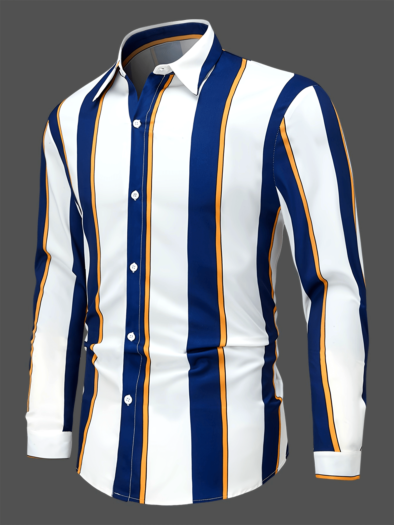 New Men'S Striped Long-Sleeve Business Shirt