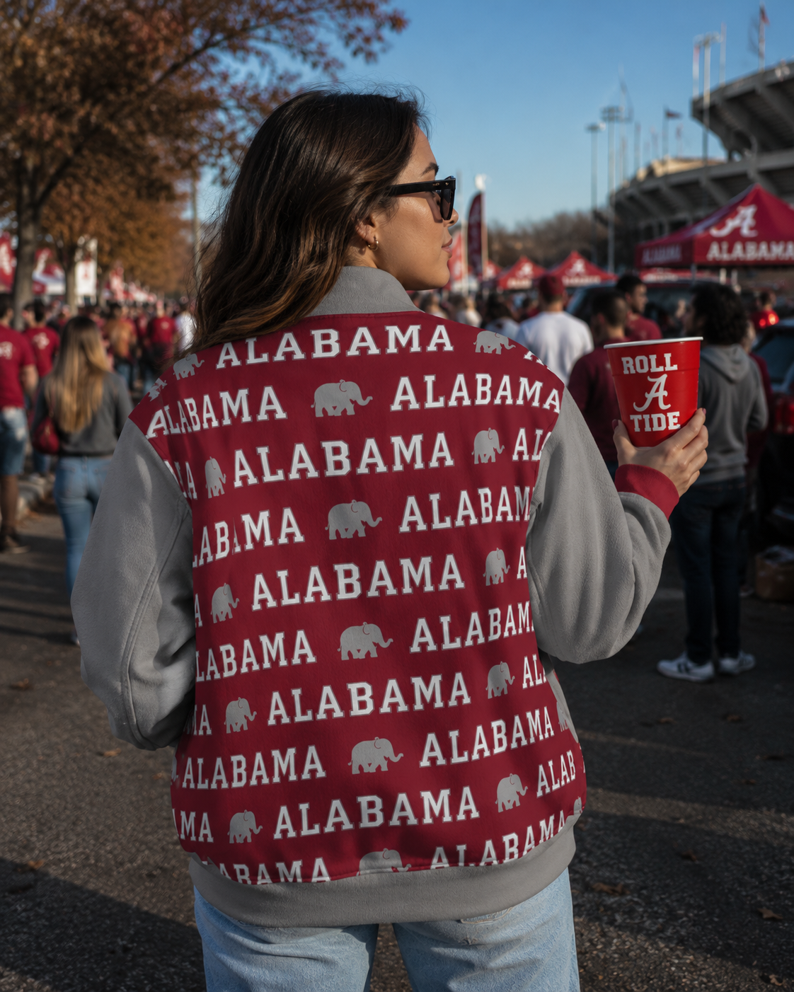 Alabama Crimson Tide Game Day Varsity Jacket – Stylish Crimson Football Streetwear streetwear fashion product image 4