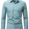 White Smoke Plaid Casual Turn- Collar Shirt