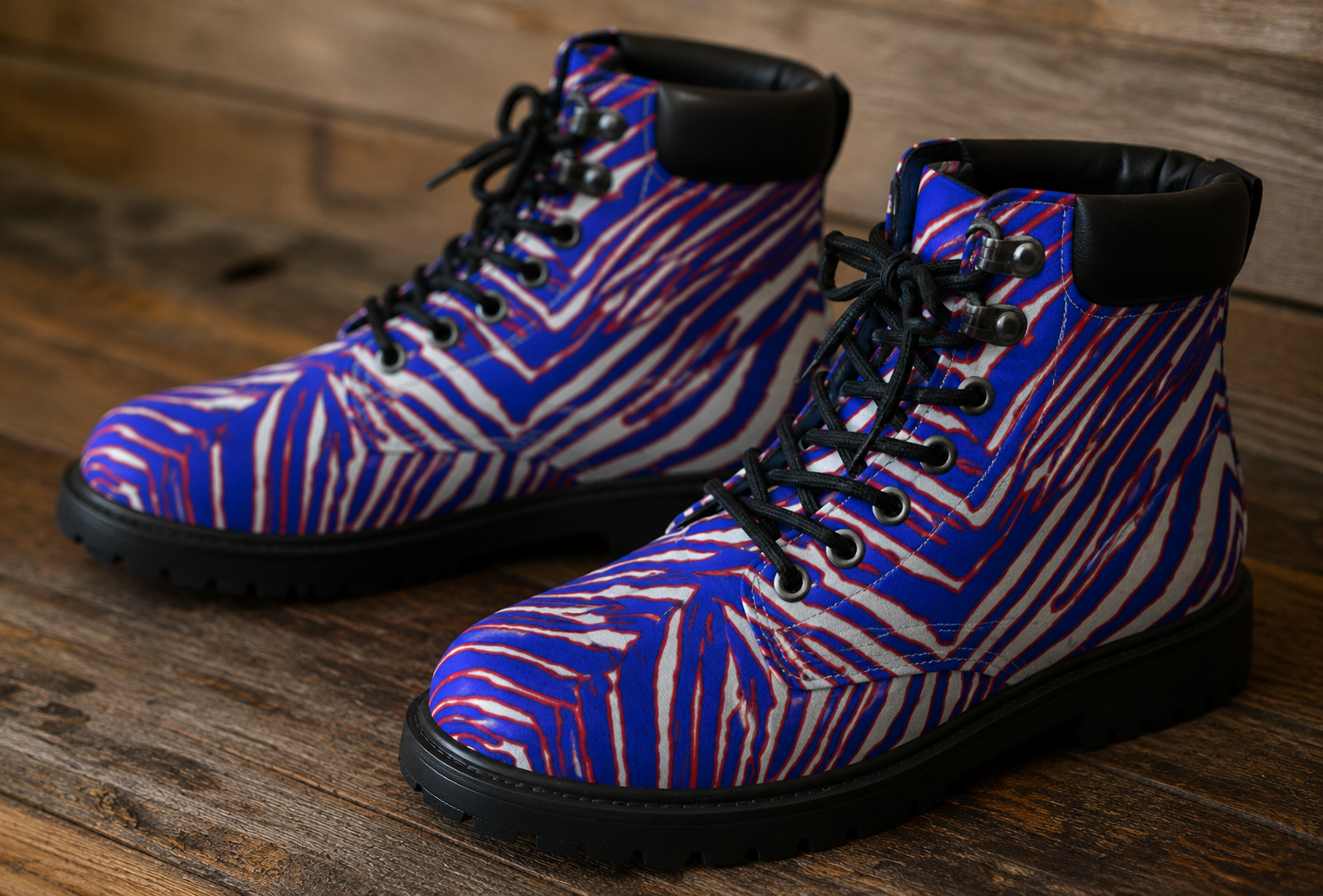 Buffalo Bills Zubaz Men's Short Boots – Red Blue White Zebra Game Day Style streetwear fashion product image 10