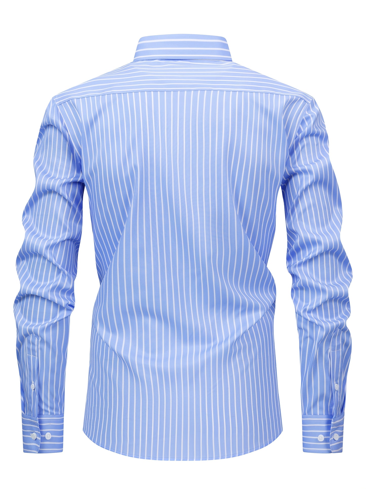 White Smoke Men's Fashion Casual Digital Stripe Long-Sleeve Shirt, Stretch Wrinkle-Resistant Premium Versatile Lightweight Date Shirt