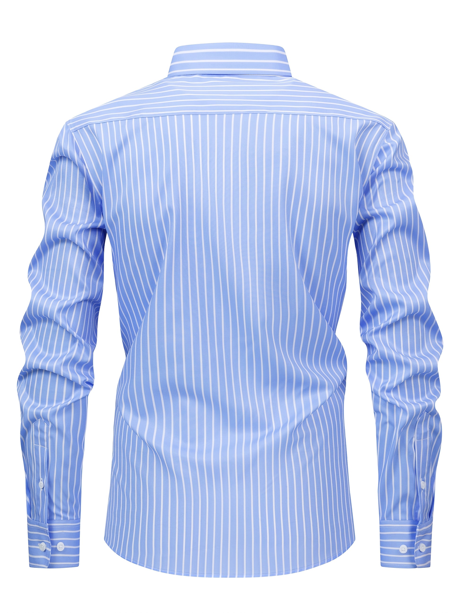 White Smoke Men's Fashion Casual Digital Stripe Long-Sleeve Shirt, Stretch Wrinkle-Resistant Premium Versatile Lightweight Date Shirt