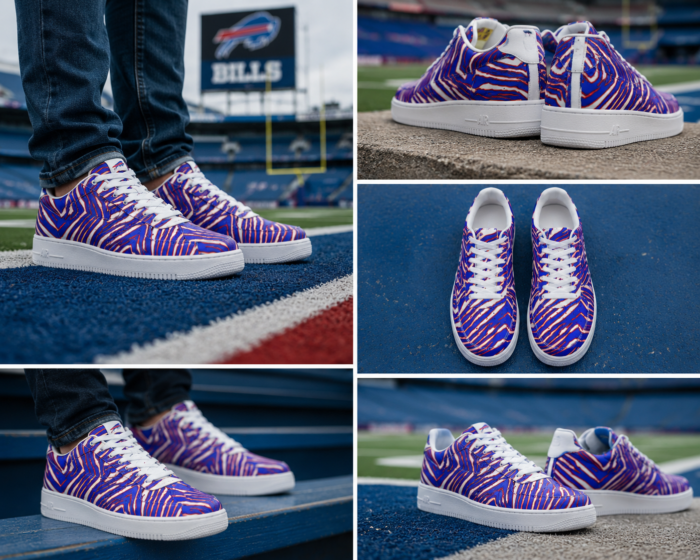 Buffalo Bills Zubaz Men's Air Force Shoes – Red Blue White Zebra Game Day Style streetwear fashion product image 7