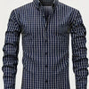 Dark Slate Gray Men'S Long-Sleeve Shirt from [Shule Water OBM] - Featuring a Striped Pattern, Suitable for Business And Casual Wear All Year Round, Machine Washable, Made from Structured Non-Stretch Fabric, with a Button- Front Closure