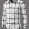 Gray Men's Plaid Shirt Long Sleeve Shirt Trendy Plaid Non-Directional Print Business Casual Top