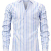 Light Gray Men'S Osha Collar Color-Blocked Long-Sleeve Shirt, New 2025 Digital Print Striped Business Casual Fashion, Finely Tailored Regular Fit, Breathable And Comfortable Fabric, Trendy And Unique, Perfect As a Holiday Gift for Men'S