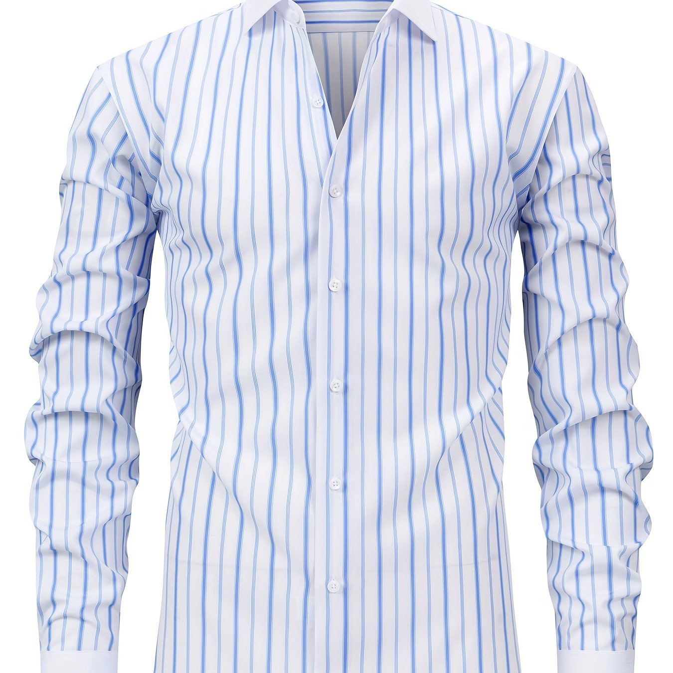 Light Gray Men'S Osha Collar Color-Blocked Long-Sleeve Shirt, New 2025 Digital Print Striped Business Casual Fashion, Finely Tailored Regular Fit, Breathable And Comfortable Fabric, Trendy And Unique, Perfect As a Holiday Gift for Men'S